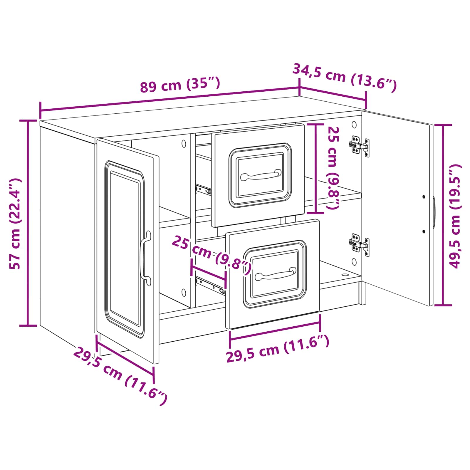 Credenza con cassetto Rovere Artigianale 89 x 34,5 x 57 cm | homemem39