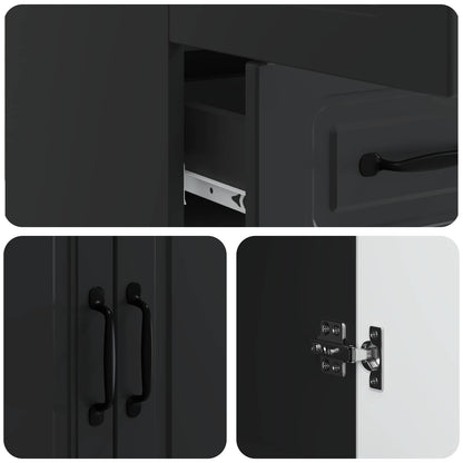 Credenza Nero 66 x 34,5 x 92 cm Legno ingegnerizzato