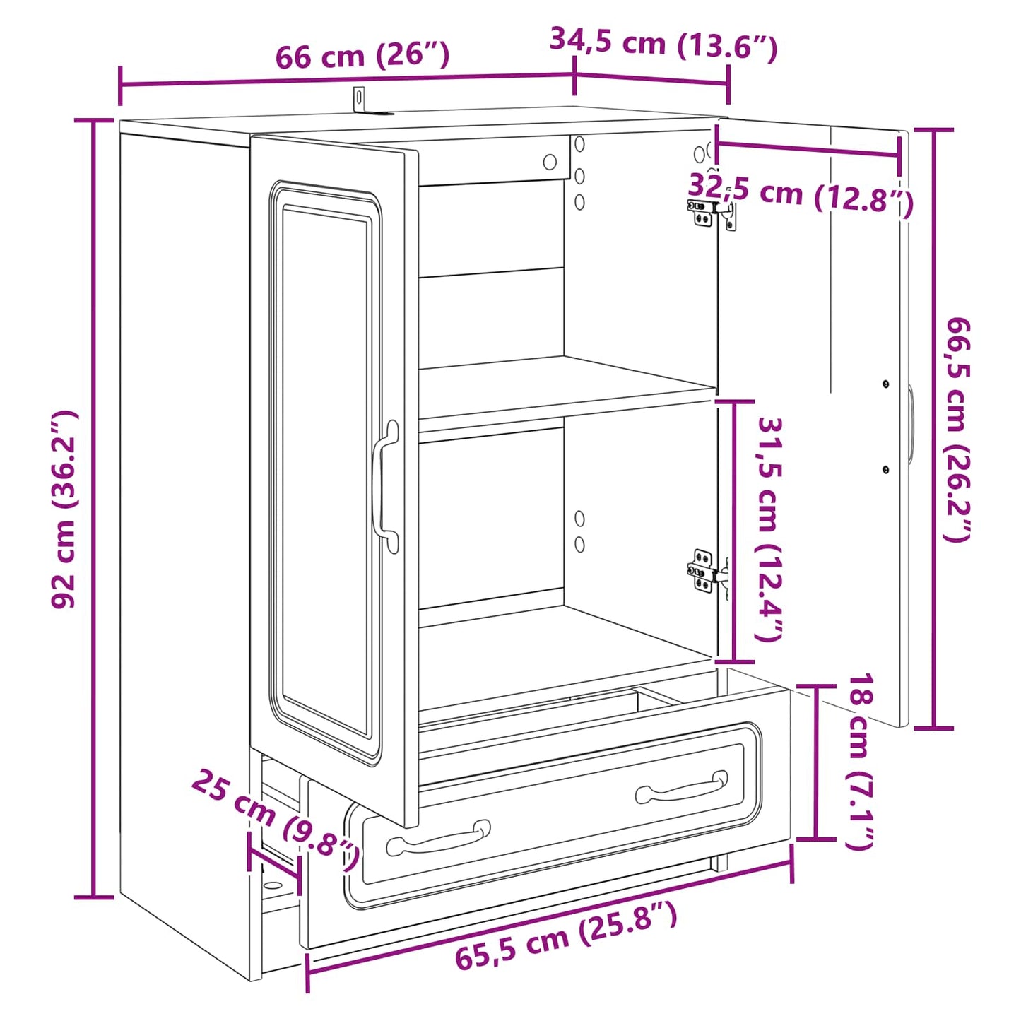 Credenza Rovere Fumo 66 x 34,5 x 92 cm Legno ingegnerizzato - homemem39