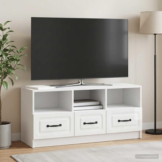 Mobile TV Bianco Lucido 102 x 34,5 x 47 cm Legno ingegnerizzato