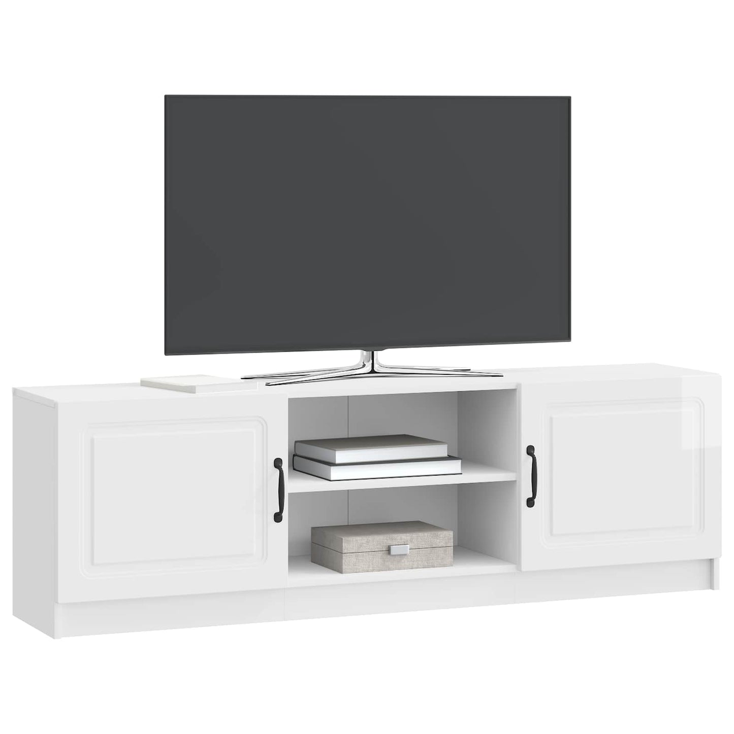 Mobile TV Bianco Lucido 150 x 31 x 47 cm Legno ingegnerizzato
