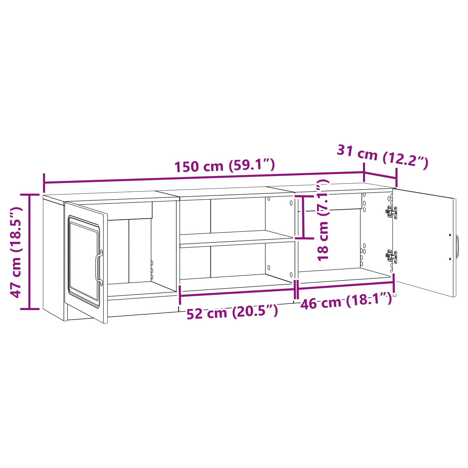 Mobile TV Legno antico 150 x 31 x 47 cm Legno ingegnerizzato | homemem39