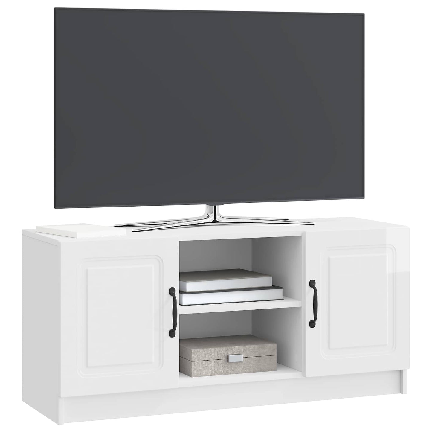 Mobile TV Bianco Lucido 102 x 34,5 x 47 cm Legno ingegnerizzato | homemem39