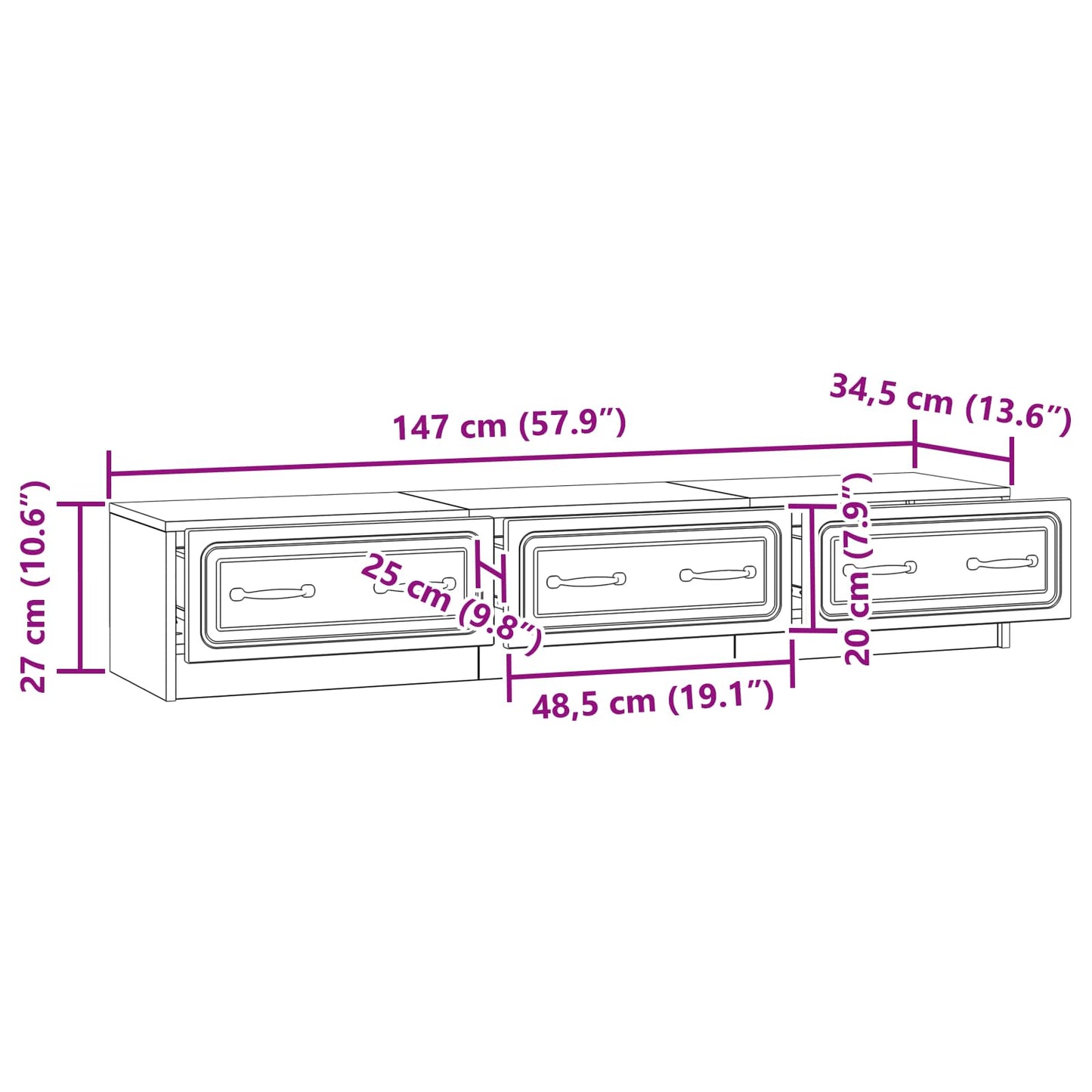 Mobile TV Rovere Fumo 147 x 34,5 x 27 cm Legno ingegnerizzato | homemem39