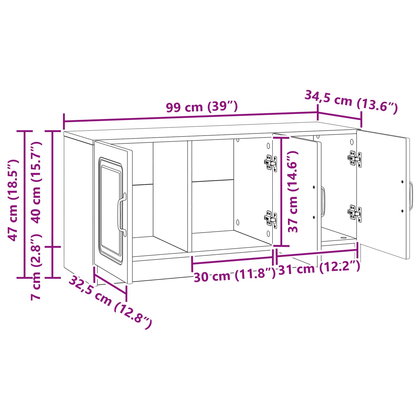 Mobile TV Grigio Cemento 99 x 34,5 x 47 cm Legno ingegnerizzato | homemem39