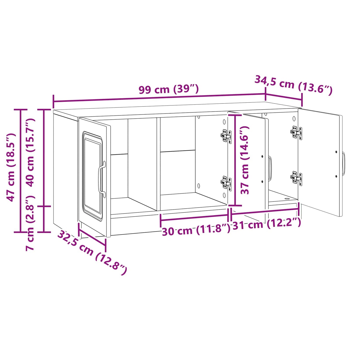 Mobile TV Bianco Lucido 99 x 34,5 x 47 cm Legno ingegnerizzato | homemem39
