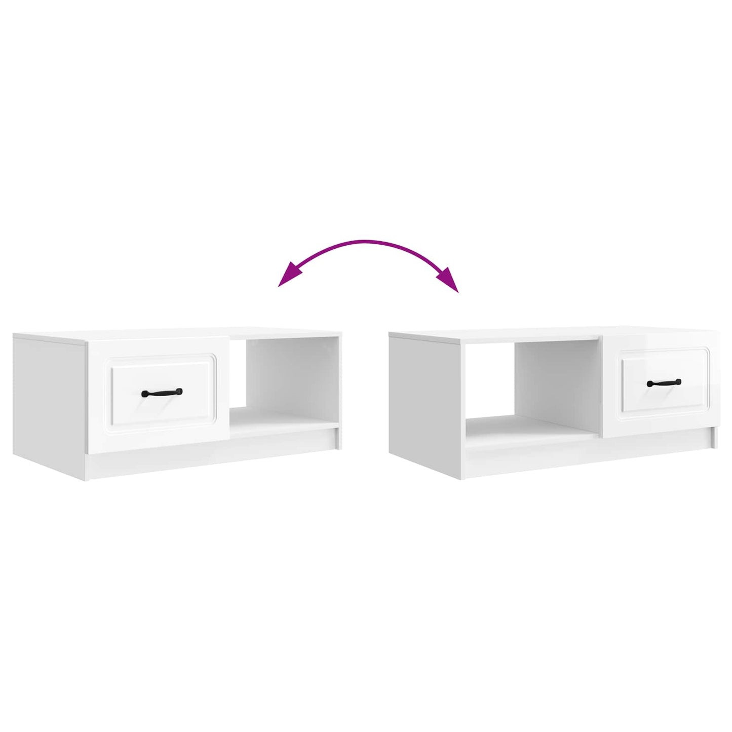 Tavolino da salotto Bianco Lucido 90 x 50 x 37 cm | homemem39