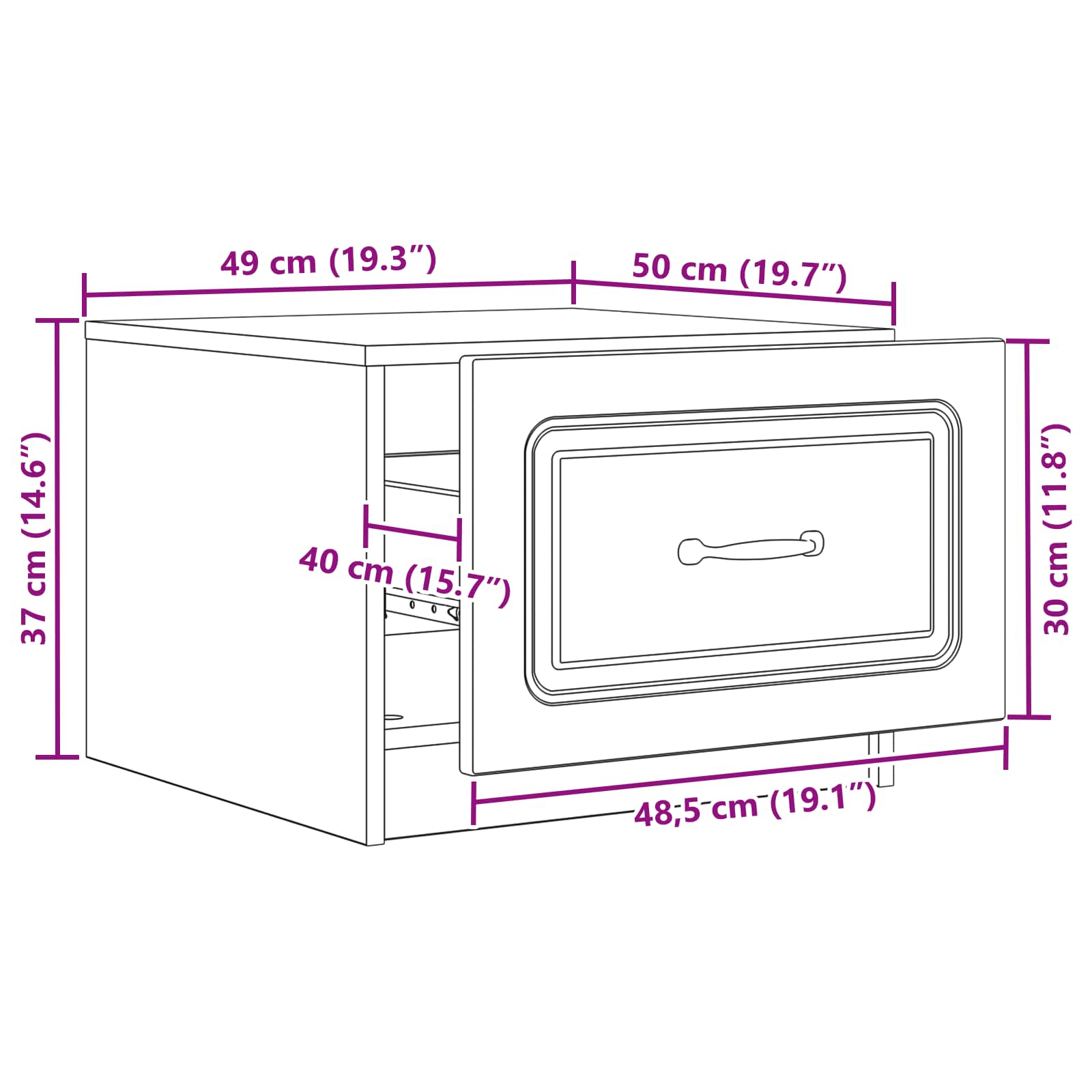Tavolino da salotto con cassetto Rovere Sonoma 49 x 50 x 37 cm | homemem39
