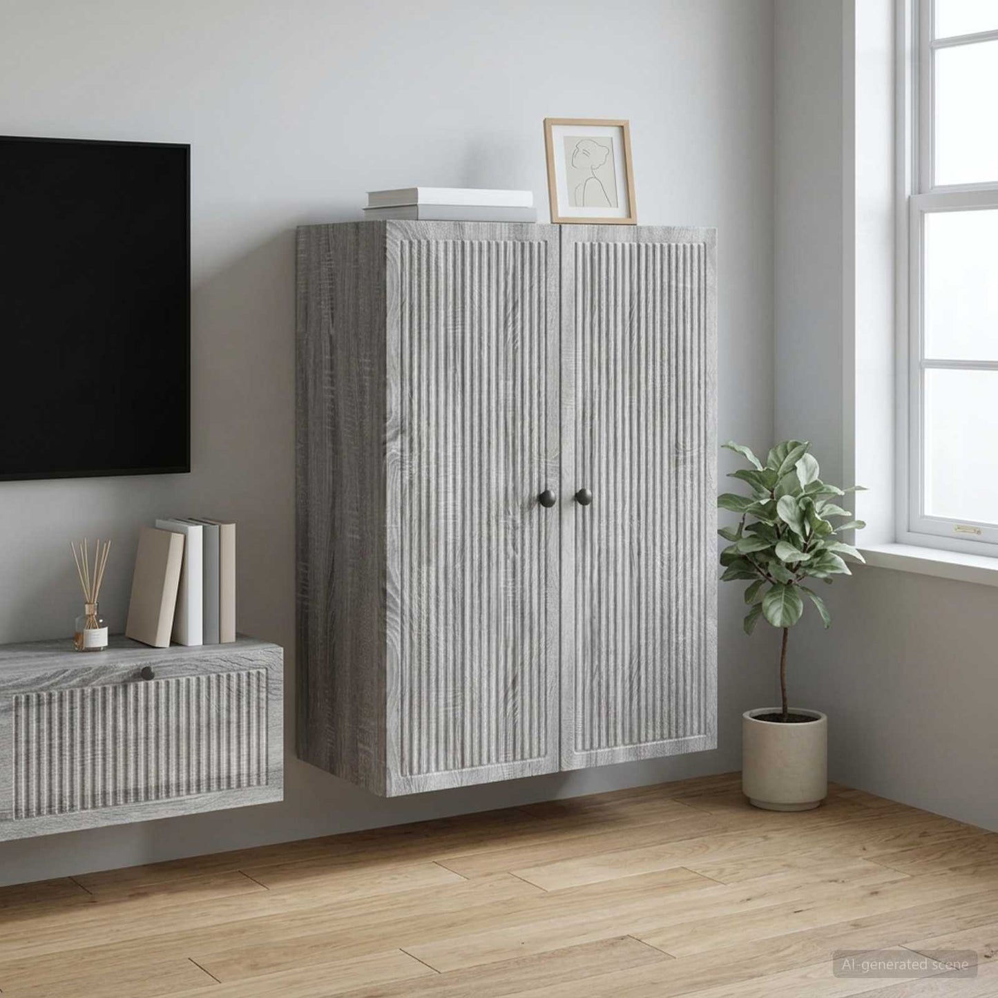 Mobiletto a muro Sonoma grigio 66 x 34,5 x 90 cm