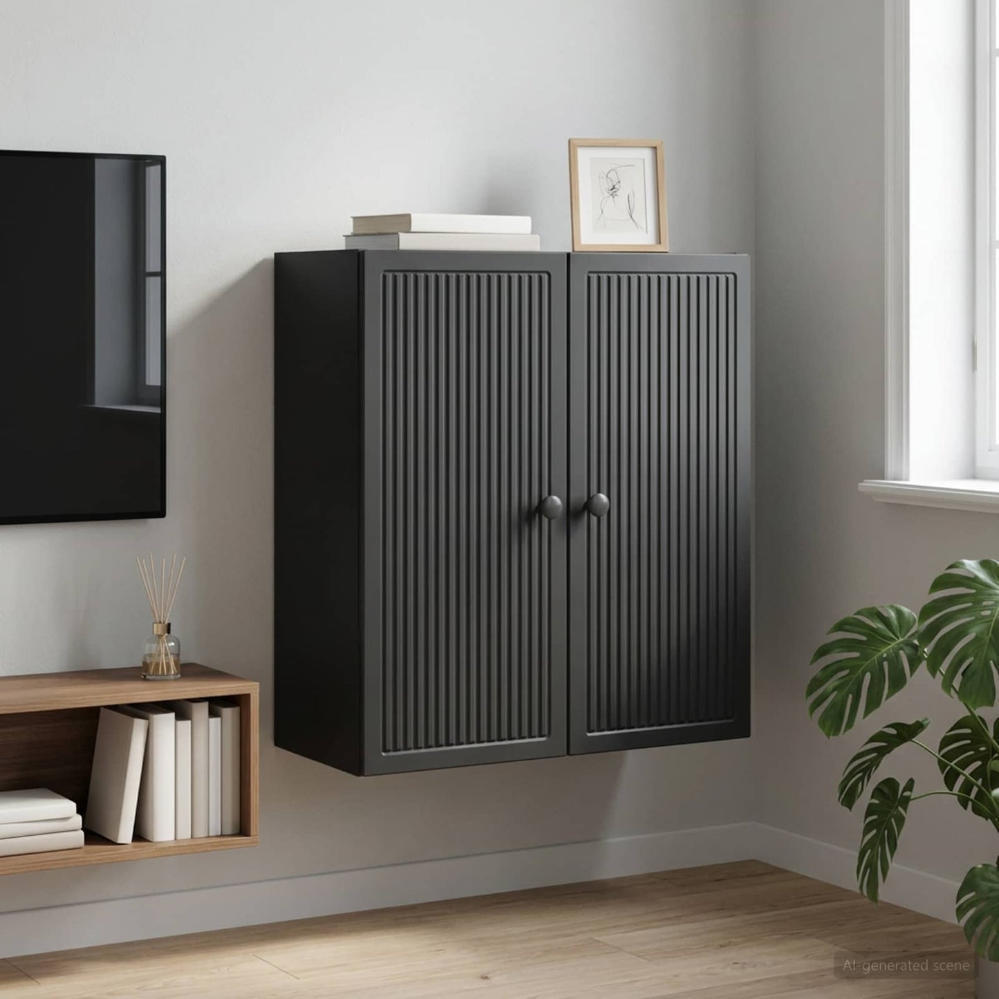 Mobiletto a muro Nero 59 x 31 x 60 cm Legno ingegnerizzato | homemem39