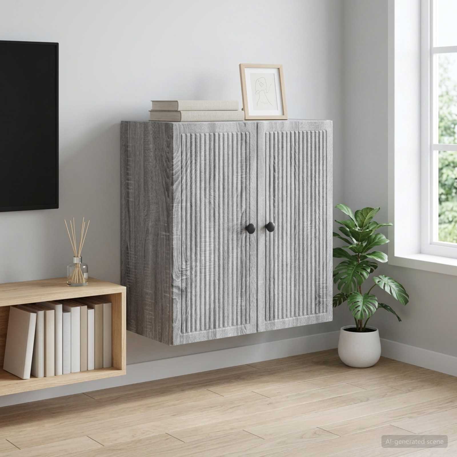 Mobiletto a muro Sonoma grigio 59 x 31 x 60 cm | homemem39