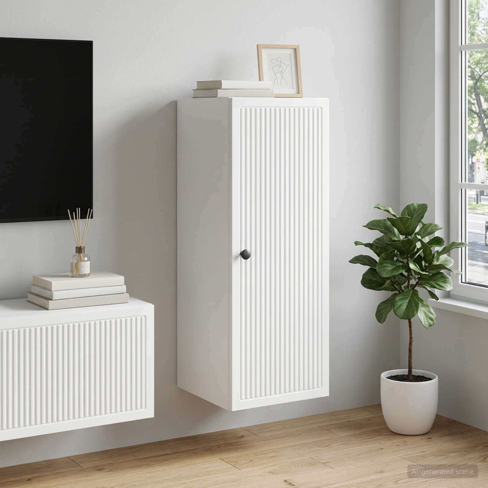 Mobiletto a muro Bianco 33 x 34,5 x 90 cm Legno ingegnerizzato | homemem39