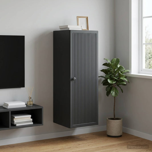 Mobiletto a muro Nero 33 x 34,5 x 90 cm Legno ingegnerizzato | homemem39