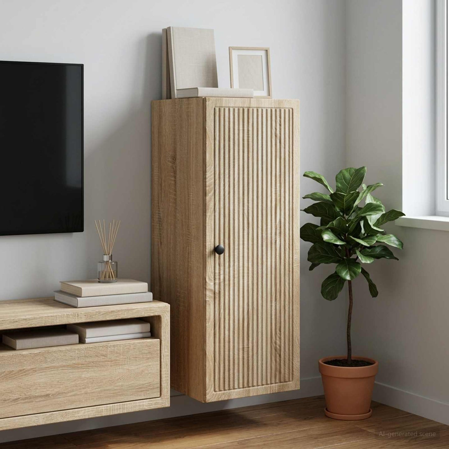 Mobiletto a muro Rovere Sonoma 33 x 34,5 x 90 cm | homemem39