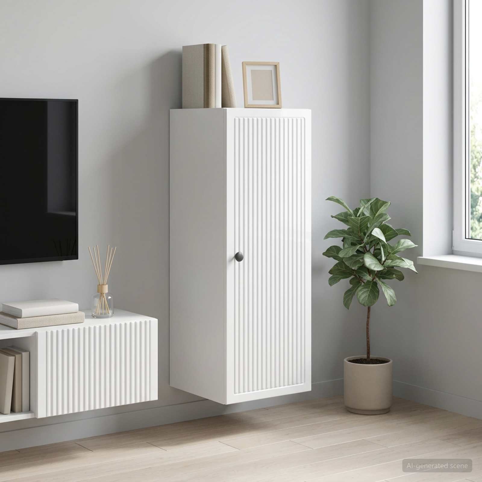 Mobiletto a muro Bianco Lucido 33 x 34,5 x 90 cm | homemem39