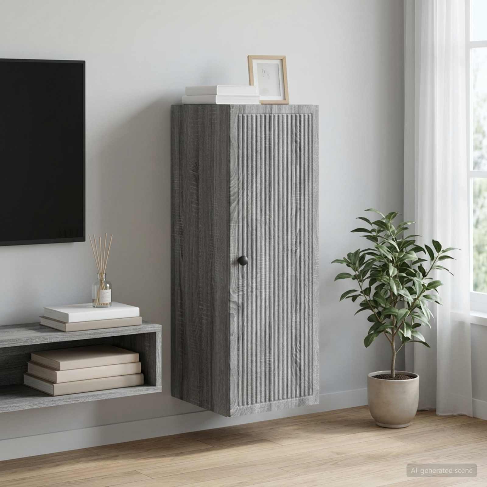 Mobiletto a muro Sonoma grigio 33 x 34,5 x 90 cm | homemem39
