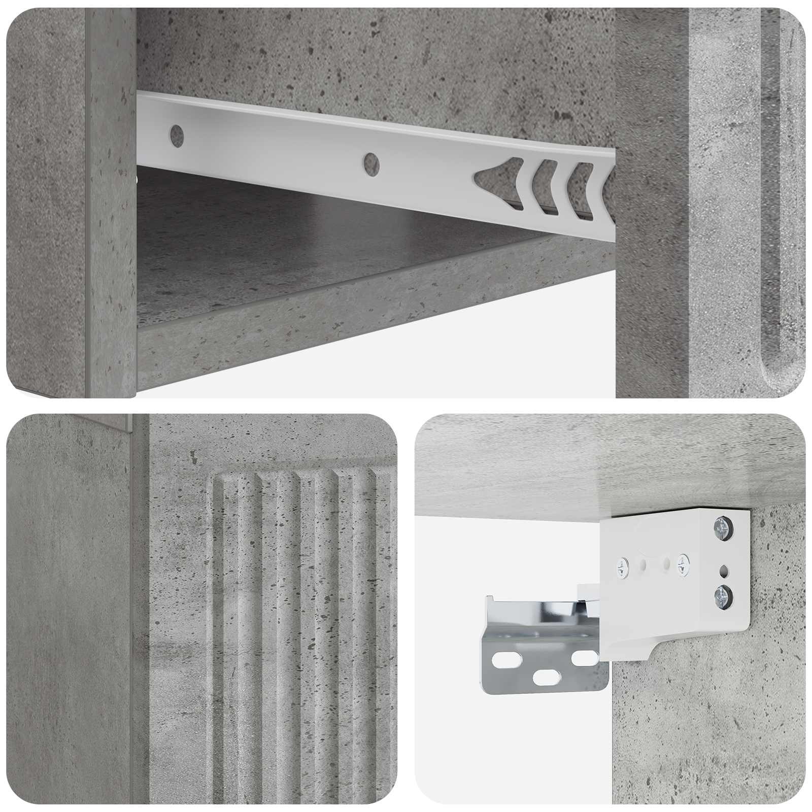 Armadio da Notte 2 pcs Grigio Cemento 49 x 34,5 x 20 cm | homemem39