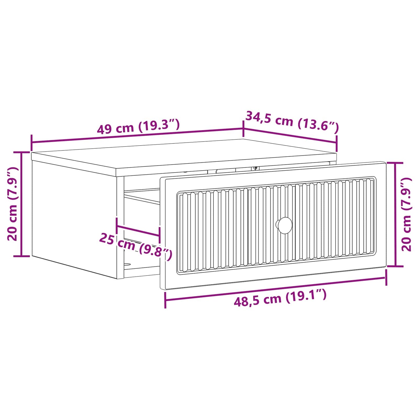 Armadio da Notte Rovere Fumo 49 x 34,5 x 20 cm | homemem39