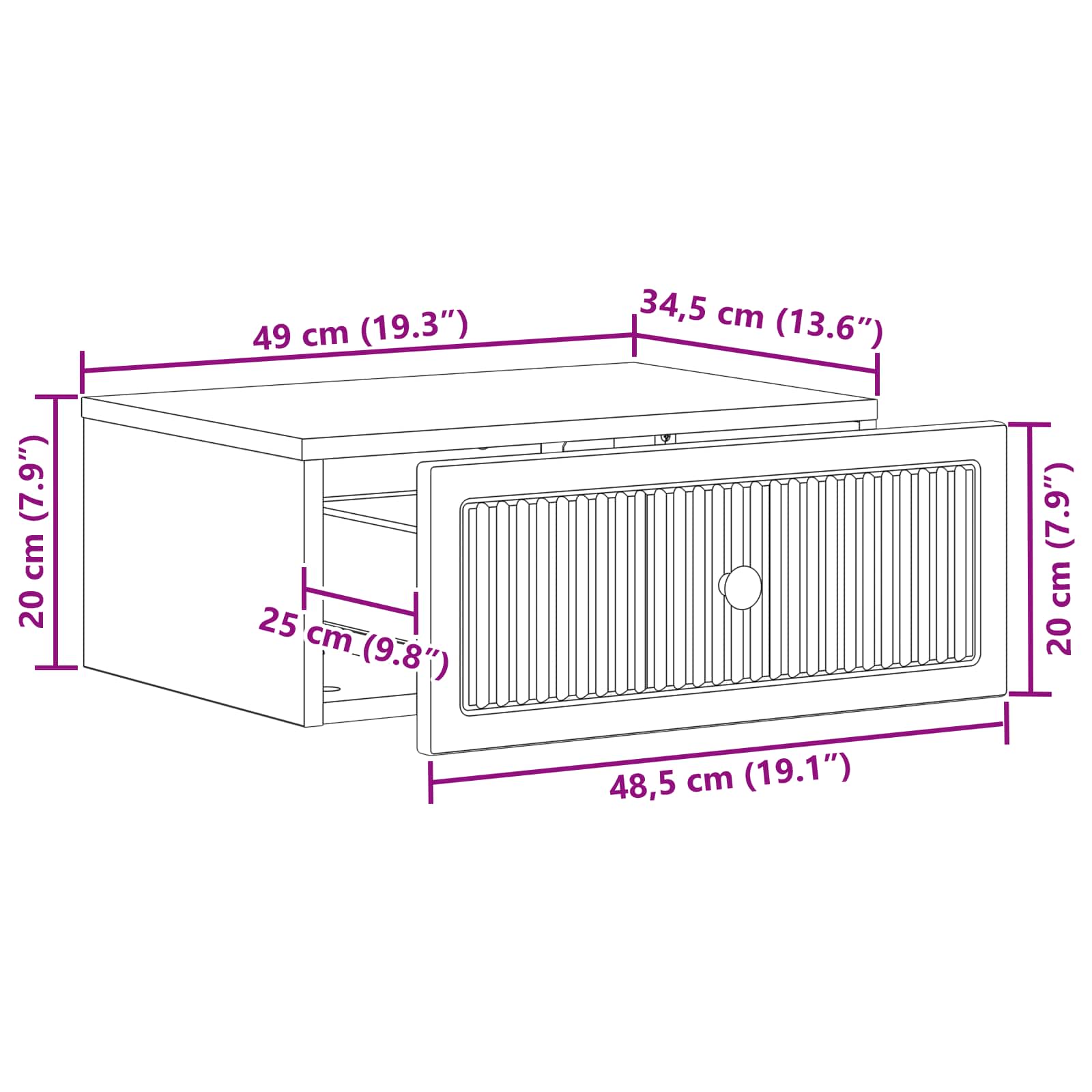 Armadio da Notte Grigio Sonoma 49 x 34,5 x 20 cm | homemem39