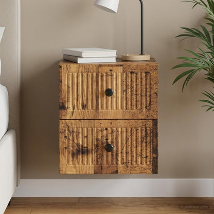 Mobiletto da notte a muro Legno antico 33 x 34,5 x 40 cm