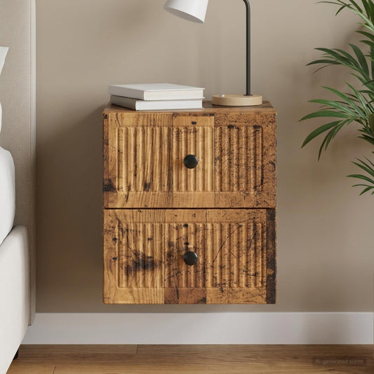 Mobiletto da notte a muro Legno antico 33 x 34,5 x 40 cm