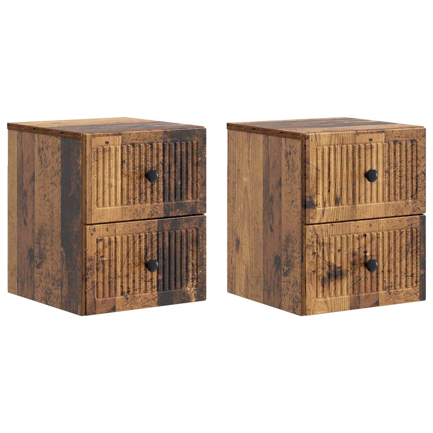 Mobiletto da notte a muro 2 pz Legno antico 33 x 34,5 x 40 cm