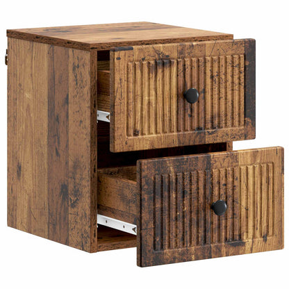 Mobiletto da notte a muro 2 pcs Legno antico 33 x 34,5 x 40 cm | homemem39