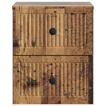 Mobiletto da notte a muro 2 pcs Legno antico 33 x 34,5 x 40 cm | homemem39