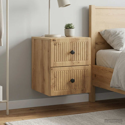 Mobiletto da notte a muro 2 pz Rovere Artigianale