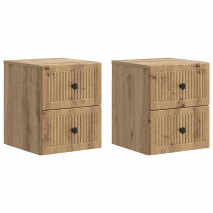 Mobiletto da notte a muro 2 pz Rovere Artigianale