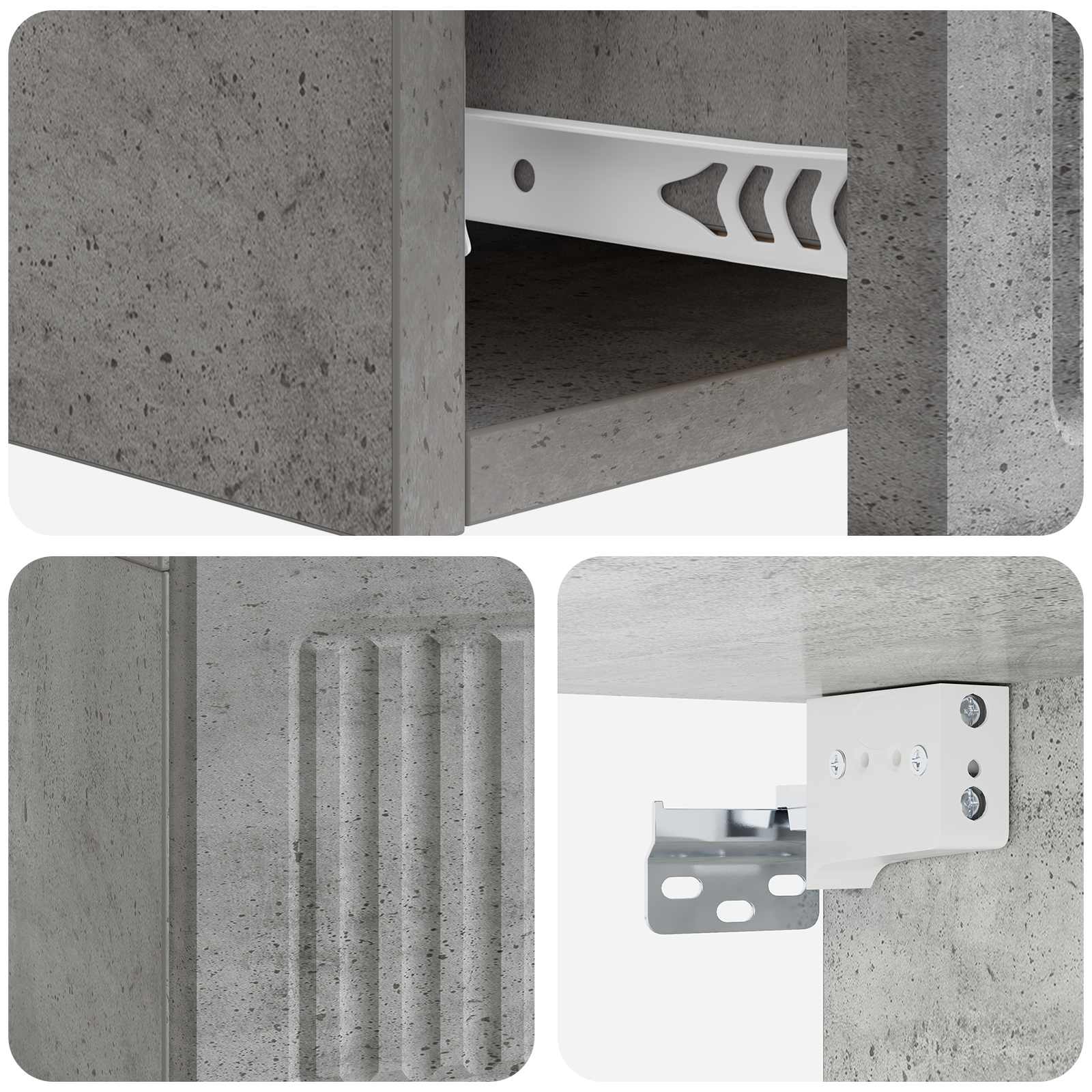 Tavolino da Parete Laterale Grigio Cemento 59 x 34,5 x 17 cm | homemem39