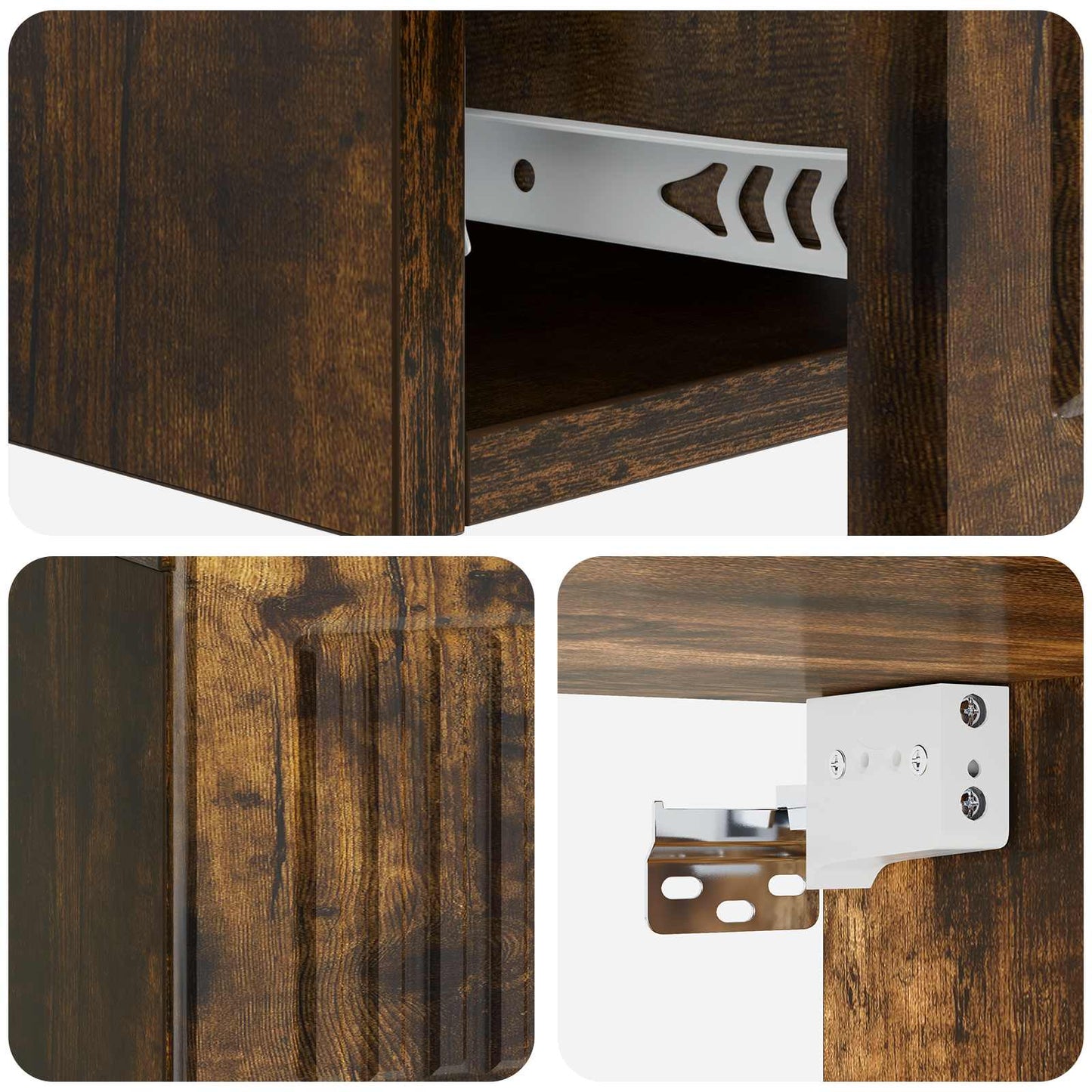 Tavolino da Parete Laterale Rovere Fumo 59 x 34,5 x 17 cm