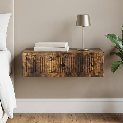 Tavolino da Parete Laterale Rovere Fumo 59 x 34,5 x 17 cm