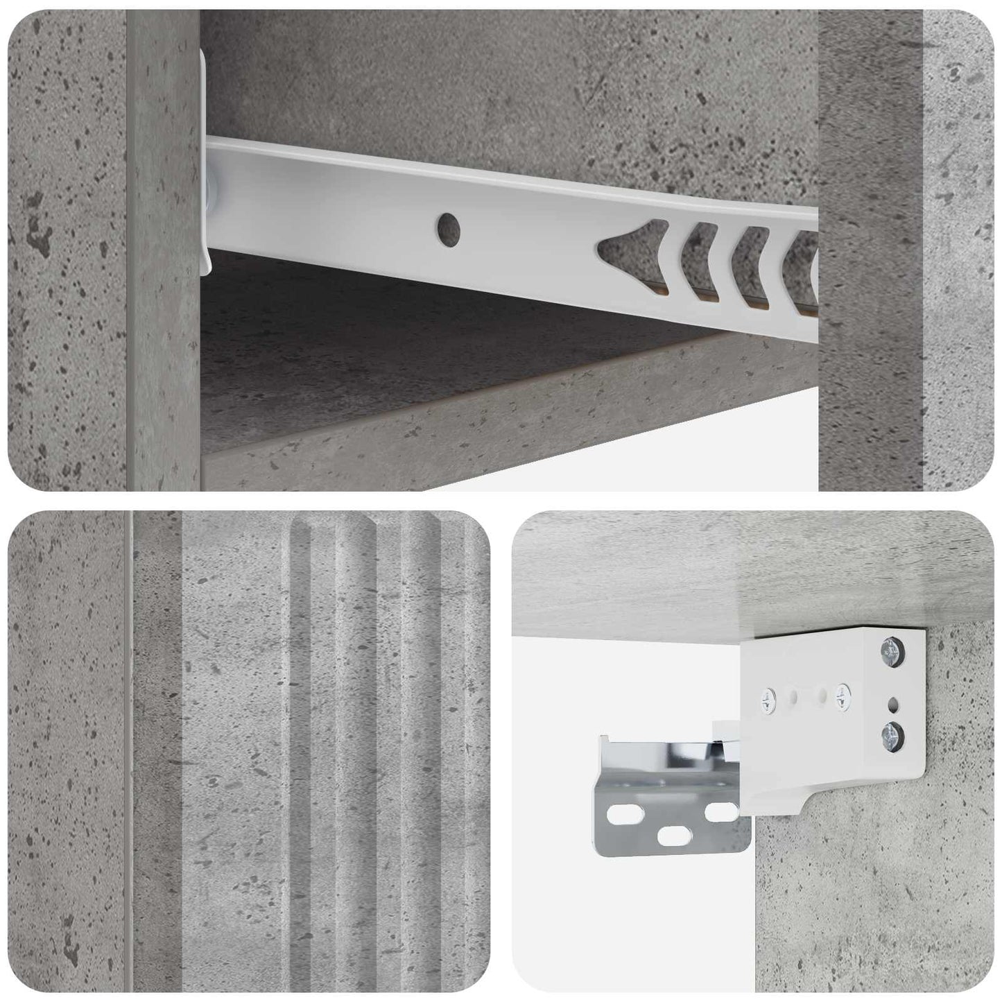 Tavolino da Parete Laterale Grigio Cemento 87,5 x 34,5 x 17 cm