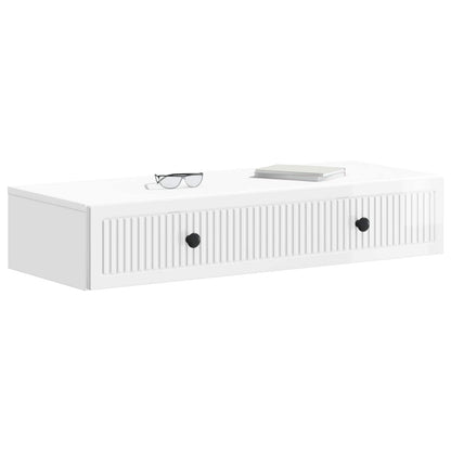 Tavolino da Parete Laterale Bianco Lucido 87,5 x 34,5 x 17 cm | homemem39