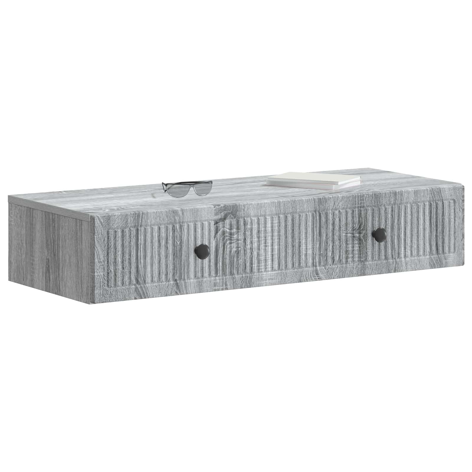 Tavolino da Parete Laterale Grigio Sonoma 87,5 x 34,5 x 17 cm | homemem39