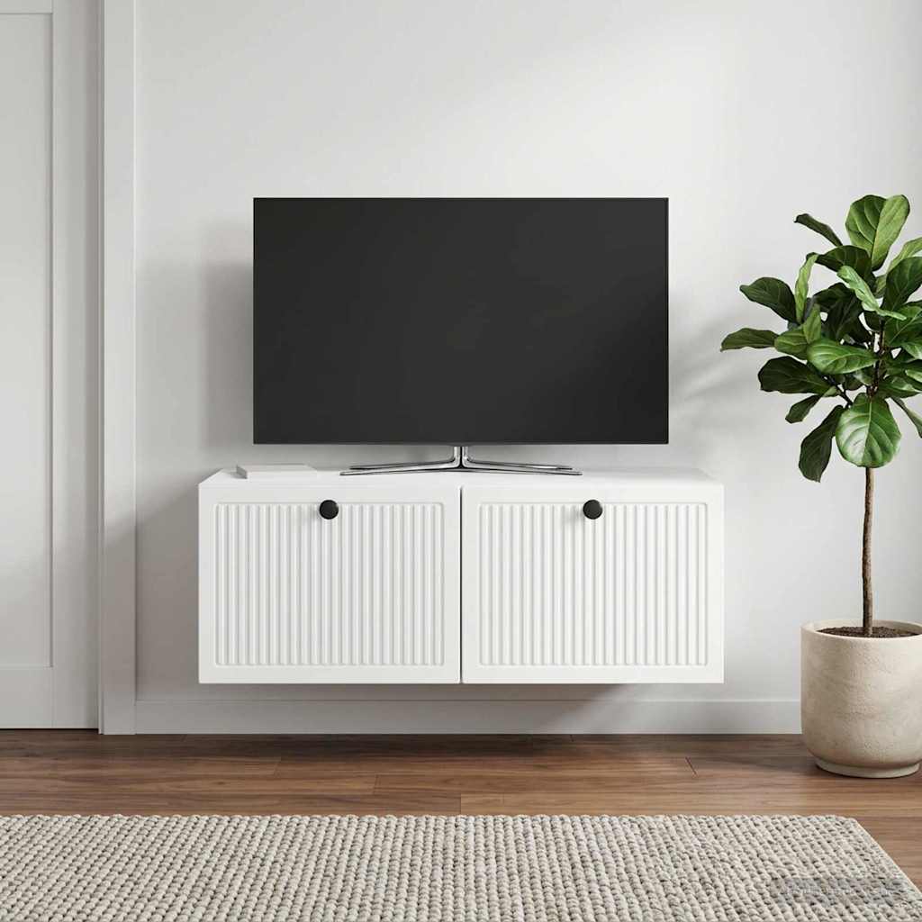 Mobile Porta TV da Muro Bianco Lucido 78,5 x 41 x 30 cm