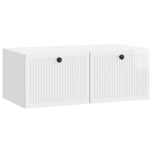 Mobile Porta TV da Muro Bianco Lucido 78,5 x 41 x 30 cm | homemem39