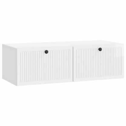 Mobile Porta TV da Muro Bianco Lucido 98 x 41 x 30 cm | homemem39