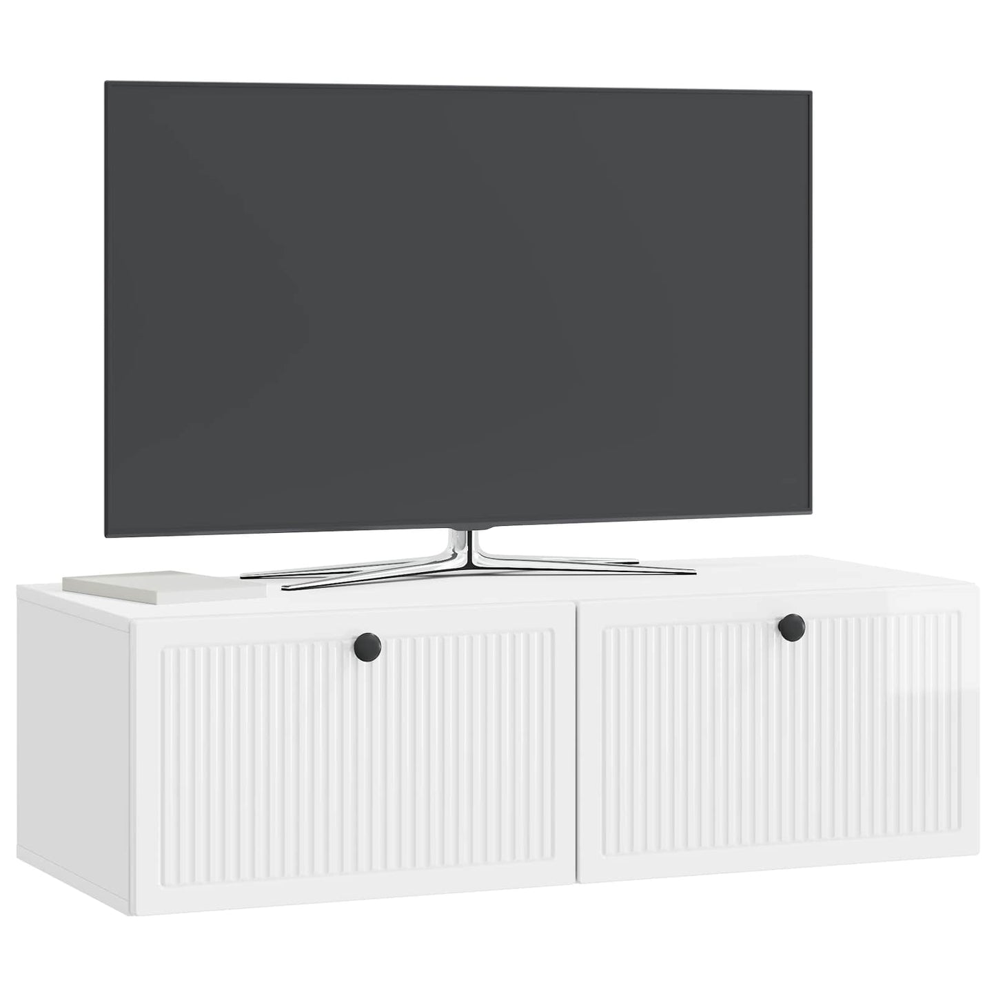 Mobile Porta TV da Muro Bianco Lucido 98 x 41 x 30 cm | homemem39