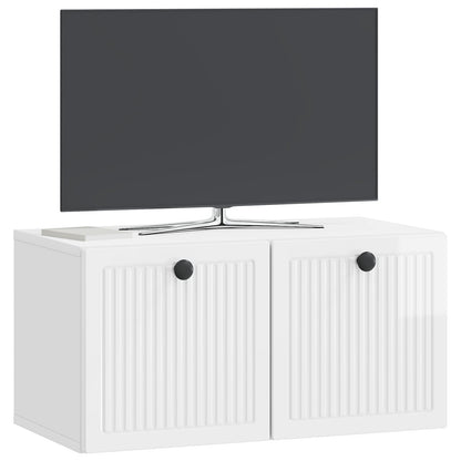 Mobile Porta TV da Muro Bianco Lucido 59,5 x 31 x 30 cm | homemem39
