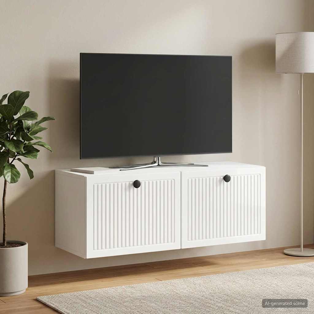 Mobile Porta TV da Muro Bianco Lucido 78,5 x 31 x 30 cm