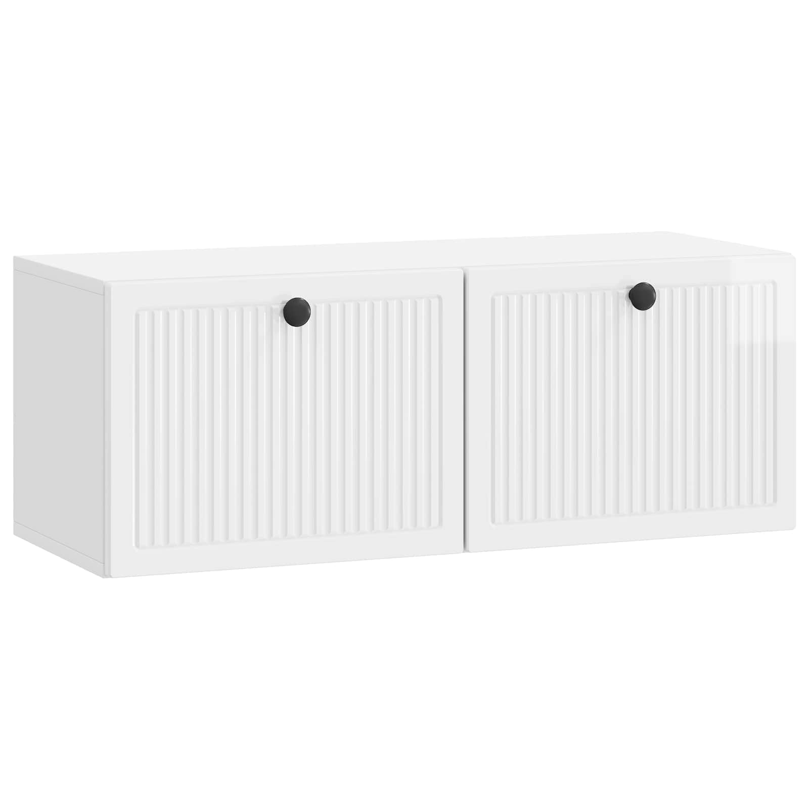 Mobile Porta TV da Muro Bianco Lucido 78,5 x 31 x 30 cm | homemem39