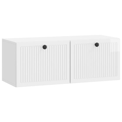 Mobile Porta TV da Muro Bianco Lucido 78,5 x 31 x 30 cm | homemem39