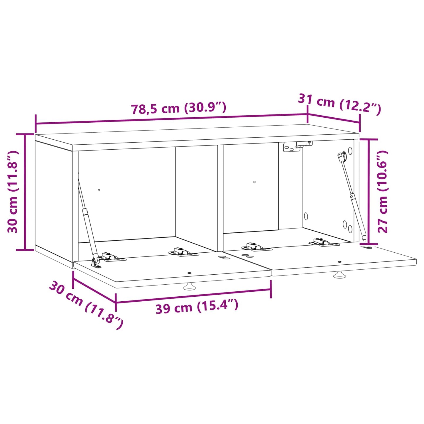 Mobile Porta TV da Muro Rovere Artigianale 78,5 x 31 x 30 cm | homemem39