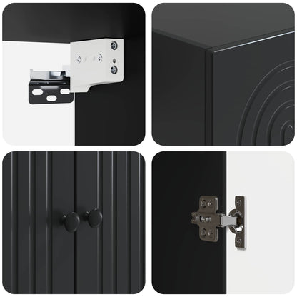 Mobiletto a muro Nero 66 x 34,5 x 90 cm Legno ingegnerizzato | homemem39