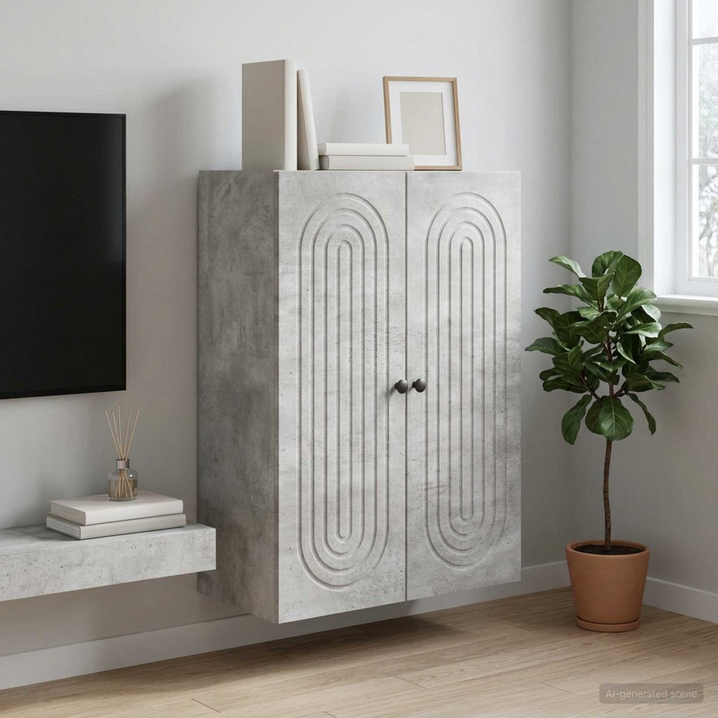 Mobiletto a muro Grigio Cemento 66 x 34,5 x 90 cm | homemem39