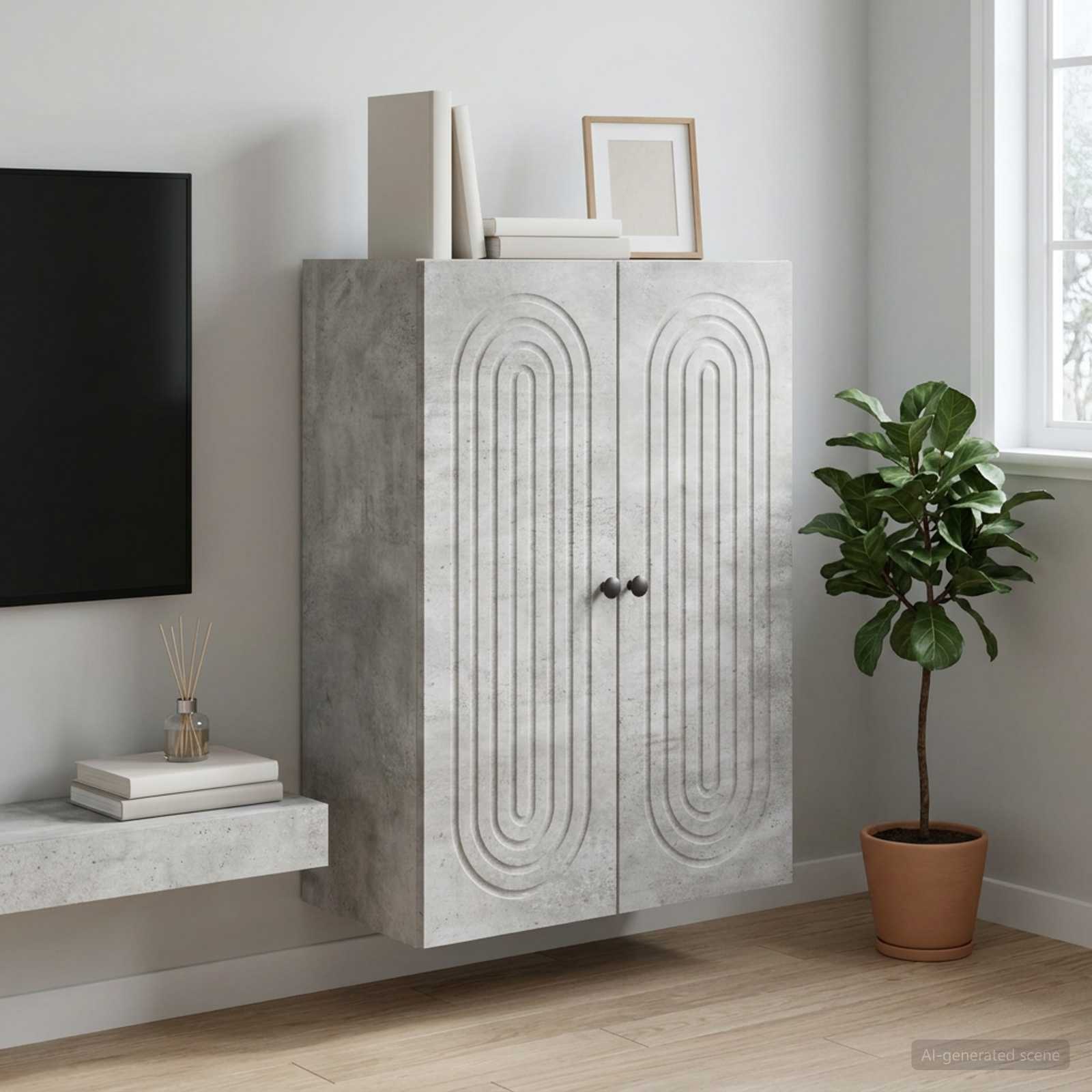 Mobiletto a muro Grigio Cemento 66 x 34,5 x 90 cm | homemem39
