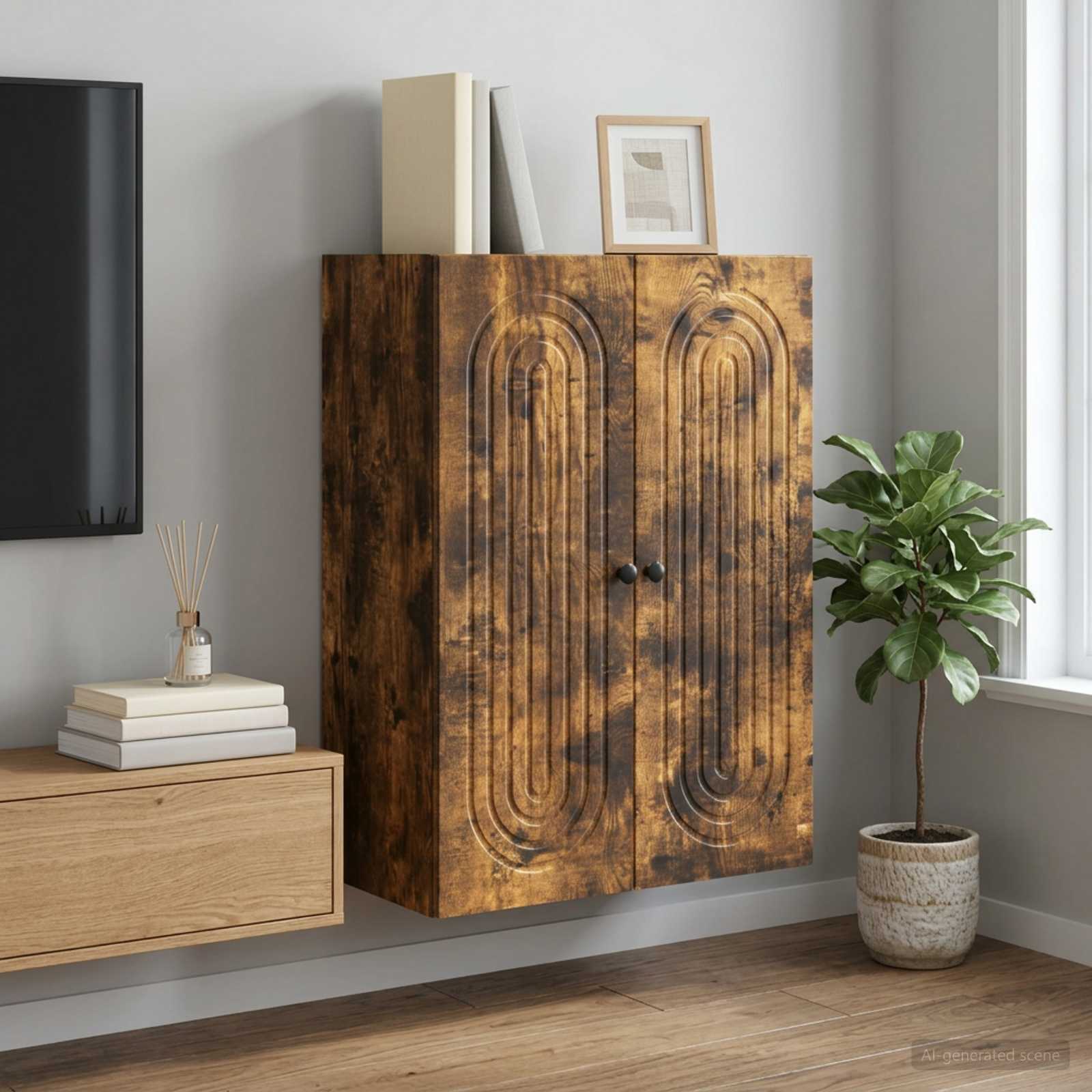 Mobiletto a muro Rovere Fumo 66 x 34,5 x 90 cm | homemem39