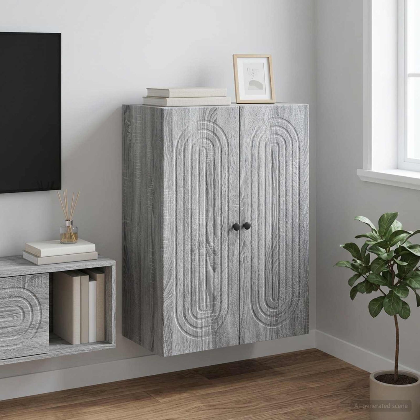 Mobiletto a muro Sonoma grigio 66 x 34,5 x 90 cm